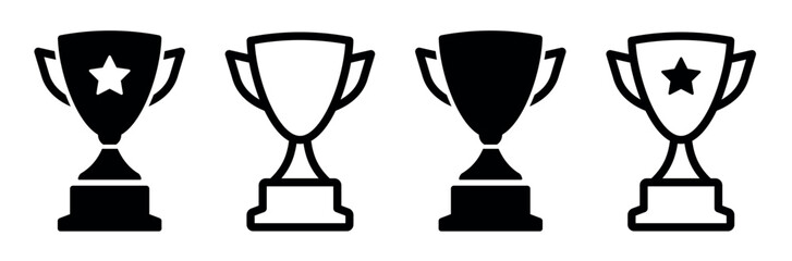 Trophy cup icon set, trophy cup award in flat style. Vector illustration
