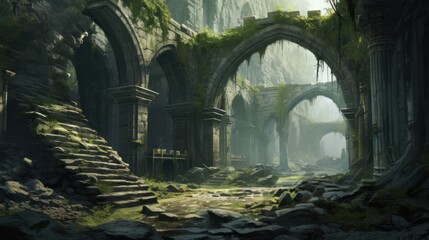 Naklejka premium Fantasy Ruins Game Artwork