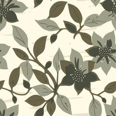 Seamless pattern of flowers in black and gold color. Abstract intricate flower design. 