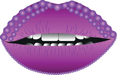 The purple lips decorated with beads