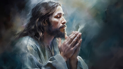 Jesus Christ, Savior of mankind, generative AI picture.	
