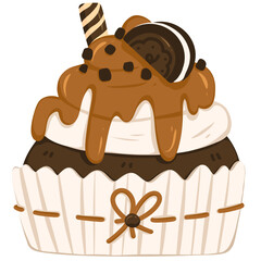 Cupcake cookies and cream with chocolate 