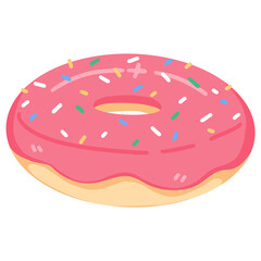 Pink Donut with sprinkles isolated