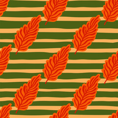 Abstract autumn leaves seamless pattern. Simple botanical leaf background.