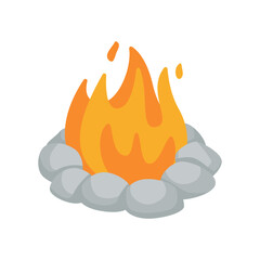 Camping bonfire for warmth and cooking at night Tent camping in the forest