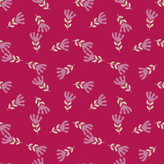 Unusual flower seamless pattern in simple style. Cute stylized flowers background.