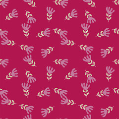 Unusual flower seamless pattern in simple style. Cute stylized flowers background.