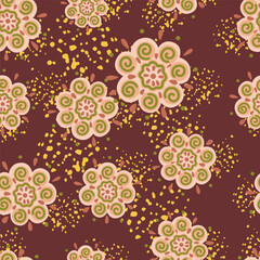 Abstract ethnic bud flower seamless pattern. Stylized floral botanical wallpaper.
