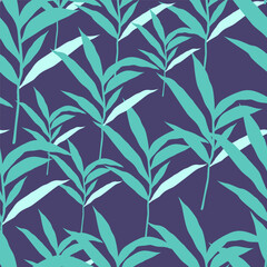 Abstract jungle palm leaf seamless pattern. Stylized tropical palm leaves wallpaper.