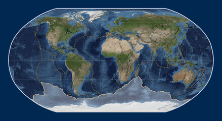 Antarctica tectonic plate. Satellite. Robinson. Boundaries