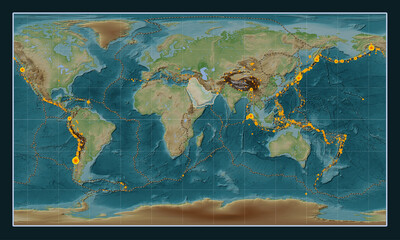 Arabian tectonic plate. Wiki. Patterson Cylindrical. Earthquakes and boundaries
