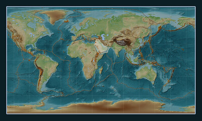 Arabian tectonic plate. Wiki. Patterson Cylindrical. Volcanoes and boundaries