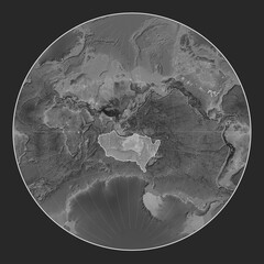 Australian tectonic plate. Grayscale. Lagrange. Boundaries