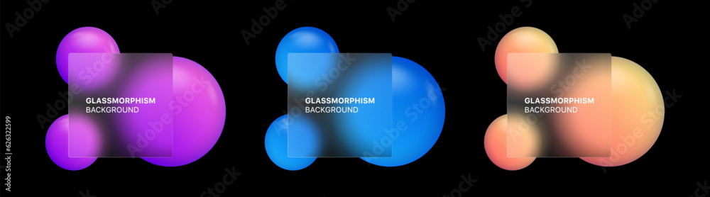 Poster glassmorphism background banner with transparent glass frame template . realistic frosted glass morp