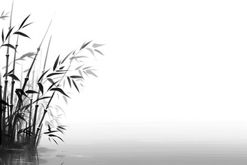 Obraz premium bamboo in Chinese brush stroke calligraphy in black and grey drawing inking