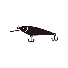 Shad lure icon.Flat silhouette version.