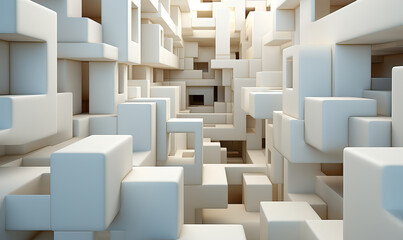 White abstract geometric form in a background.