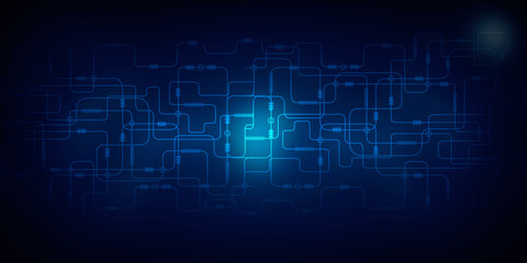 2d illustration Abstract futuristic electronic circuit technology background