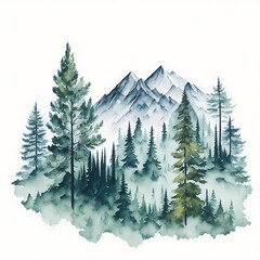 mountain watercolor background, generative ai