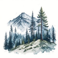 mountain watercolor background, generative ai