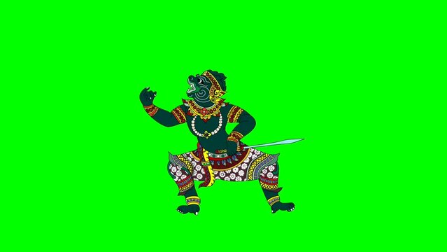 monkey character in Ramayana Story, Ramayana Thai, Lord Hanuman, Rama battle a giant of thai tradition style, Mahabharata art, Monkey Warriors in the Epic Ramayana