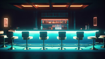 Luxury design cocktail bar with a bar counter. Generative Ai