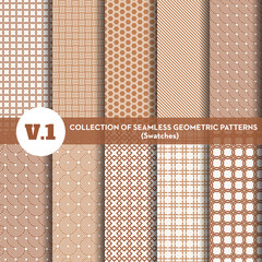 Geometric Seamless Patterns Volume 01, 3D pattern background. Abstract geometric texture design. Vector illustration