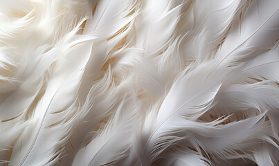 Abstract white feathers in color as background.