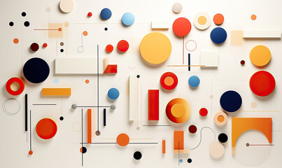 Various flat geometric shapes on a white background. Selective soft focus.