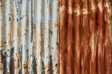 Rusty iron zinc or old corrugated metal barn textured background