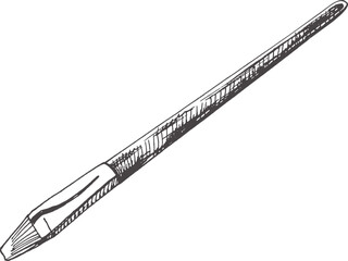 Vector hand-drawn school and art supplies Illustration. Detailed retro style brush for drawing sketch. Vintage sketch element. Back to School. School essential illustration.