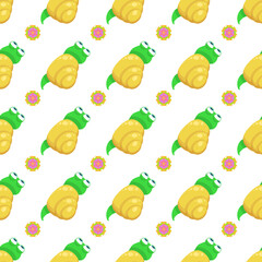 Abstract Seamless Pattern Flat Cartoon Animal Insect Snail Vector Design Style Elements Fauna Wildlife