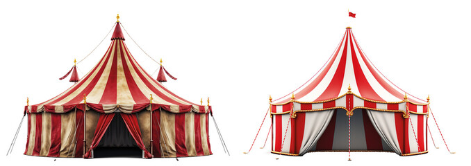 circus tent, carnival tent isolated on transparent background - obrazy, fototapety, plakaty
