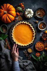 Obraz na płótnie Canvas Traditional american homemade pumpkin pie