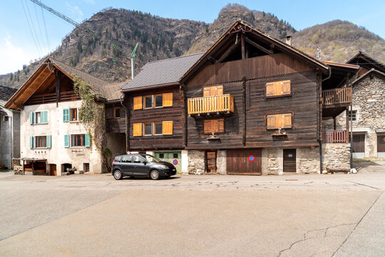 Street in the small village Chironico, is a fraction of the municipality of Faido, in the Canton of Ticino, district of Leventina, Switzerland
