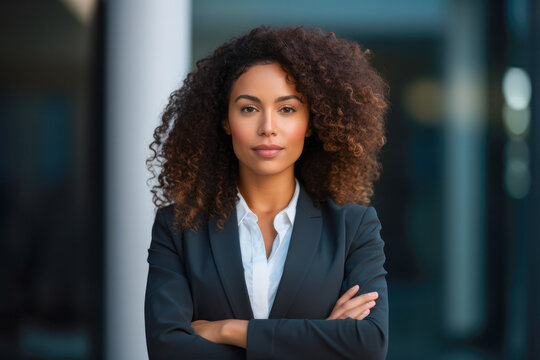 A Portrait Of A Confident And Proud African American Woman Symbolizing Powerful Corporate Leadership. A Representation Of Diversity And Strength In The Business World