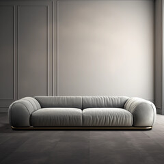 Minimal room design, Gray sofa on a modern simple background, wall mockup
