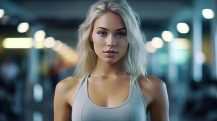 Fototapeta premium Beautiful young fitness girl in gym. Female fitness. 