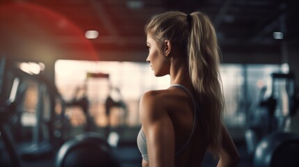 Fototapeta premium Beautiful young fitness girl in gym. Female fitness. 