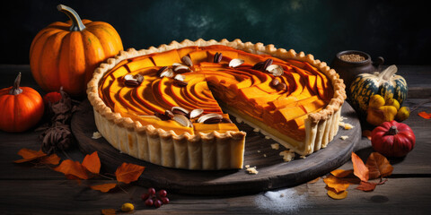 Traditional american homemade pumpkin pie