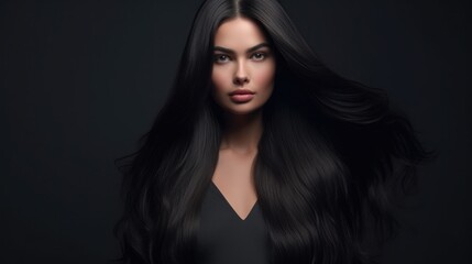 Beautiful model woman with long hairstyle care and beauty hair products