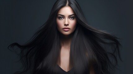 Beautiful model woman with long hairstyle care and beauty hair products