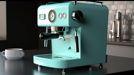 Professional coffee machine for home use, Bright color. Generative Ai