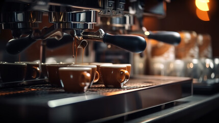 Fototapeta na wymiar Self-service coffee machines offer consistent. Generative Ai