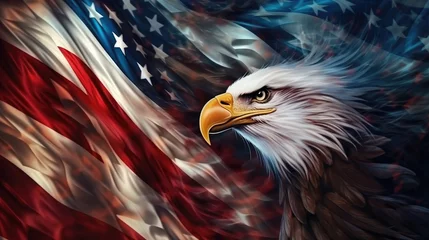  eagle and wavy American flag , freedom. 4th of July Memorial or Independence day © Ирина Рычко