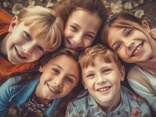 Fototapeta premium Friendship Day. Children's friendship. Happy children smiling at the camera. 