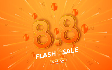 8.8 Shopping Day Flash Sale templates or banners for website or social media promotion and online shopping.
