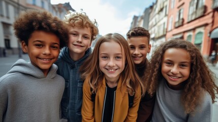 Obraz premium Friendship Day. Children's friendship. Happy children smiling at the camera. 