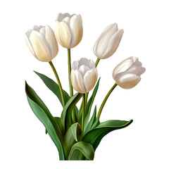 bouquet of white tulips. Created with Generative AI Technology