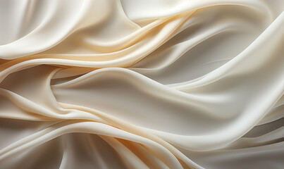 Obraz premium Light wavy background, beige fabric close-up.